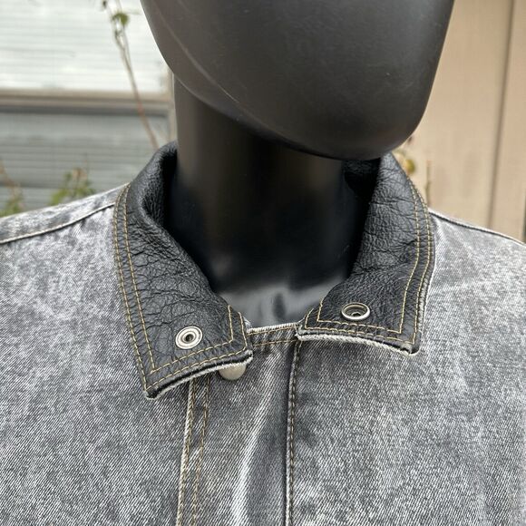 Vintage Joe Borders Squadron Mens XL Jacket Denim Full Zip Distressed Washed - Picture 2 of 15